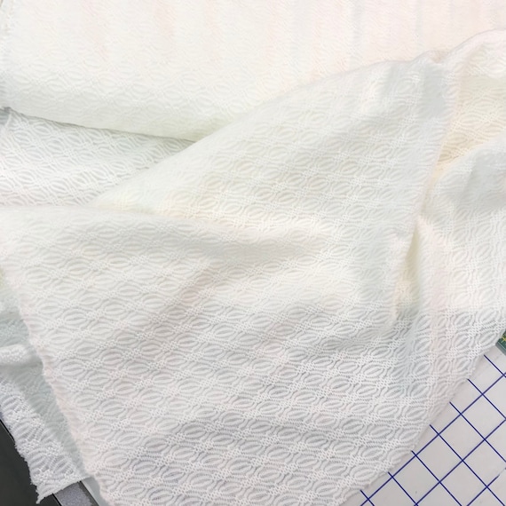 White cable knit cotton, 44/45" wide, 100% cotton, baby blessing blanket, light weight sweater, cardigan, winter white, sold by the yard