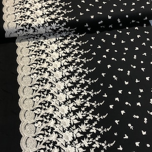 29”  SERENITY Border print in Black with cream floral, curtains table cloth fabric  quilting fabric, by Riley Blake -