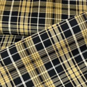 Plaid Twill fabric Designers choice, gold black plaid, Cotton, by Zinck's in Berlin, curtains upholstery, 54"-56" wide, sale