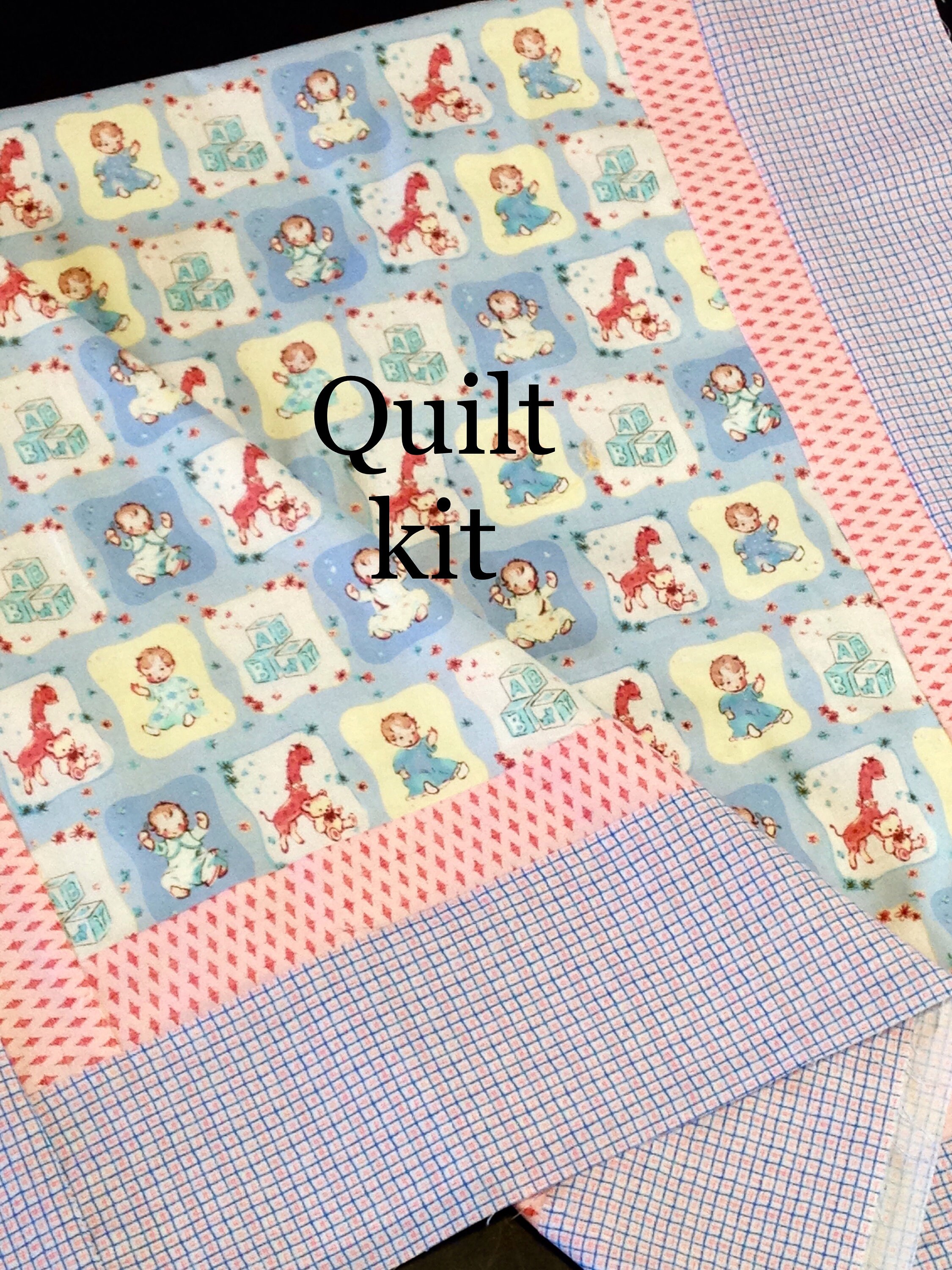 Baby crib pre cut quilt kit top babies giraffe teddy bear Etsy