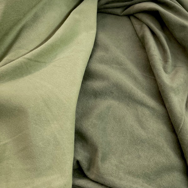 Tissu en daim vert sauge ou olive poussiéreux - Vendu par yard - 58"-60" par yard, vêtements, tissus d'ameublement, matelassage, faux micro, polyester