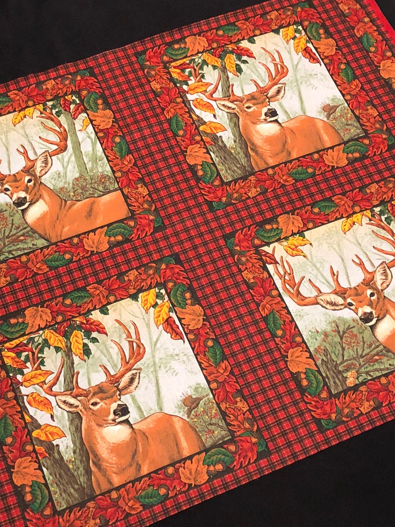 Woodland Deer Fabric Panel Deer Pillow Panel Wildlife Etsy