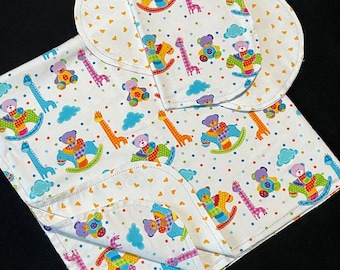 Teddybär Hohlsaum Giraffe Herz Decke & 2 Spucktücher, gehäkelter Flanell, Top Qualität, aqua lila orange, Junge Mädchen Baby Geschenk