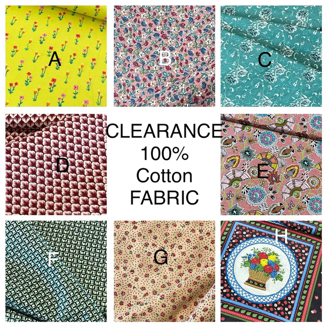 Clearance Cotton Quilt craft Fabric 100 percent cotton sold Etsy