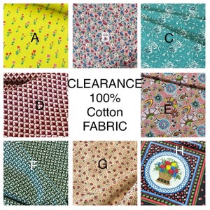 Clearance Cotton Quilt- craft Fabric, 100 percent cotton, sold by the yard & half yard, great quality, on Sale, Discounted, ready to ship