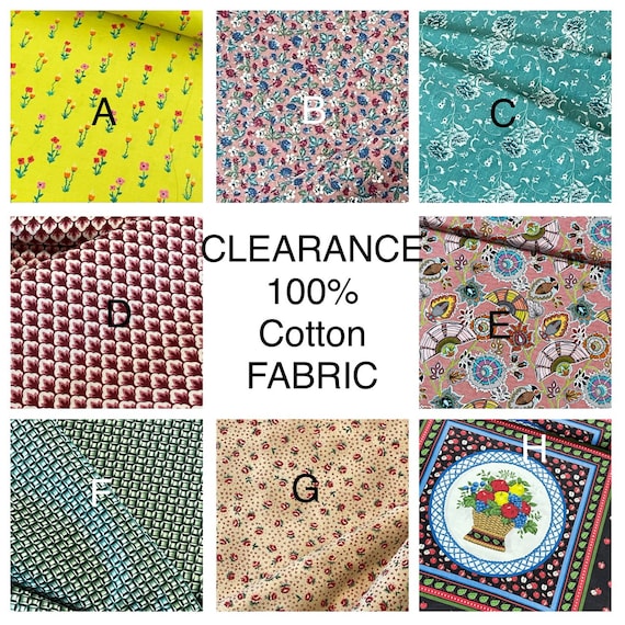 Clearance Cotton Quilt Craft Fabric 100 Percent Cotton Sold Etsy