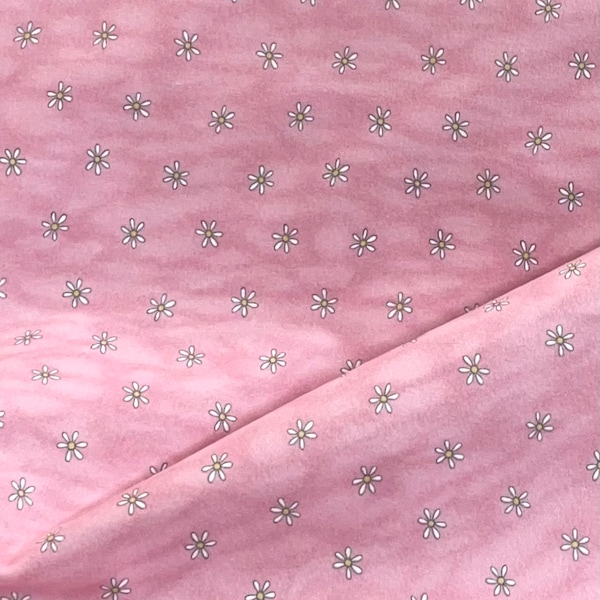 Tenderberry pink daisy FLANNEL,  pink cotton Quilt Fabric, daisy flowers, Easter bunny Tenderberry stitches -by Northcott