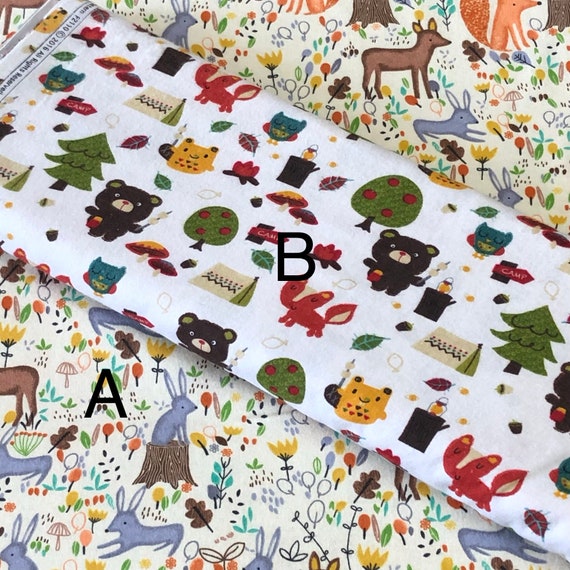 Flannel Fabric Woodland Bear Trail 100 Cotton Flannel By the yard