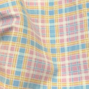 Plaid Flannel fabric, blue, teal, pink, yellow, purple 100% plaid cotton flannel, approx 44" wide, perfect for baby image 5