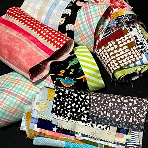 Quiltstof LOSJES: bundel van bijna 1 pond - ongeveer 3 yd 100% katoen, quilters patchworkresten kleurrijk geweldige kwaliteit, kruimelquilt, knutseltapijten