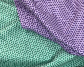 KB Basics viola verde acqua ottagonale, cerchi, di Maywood Studio, larghezza 42/43, ottima qualità 100% flanella di cotone morbido, venduto tagliato su misura