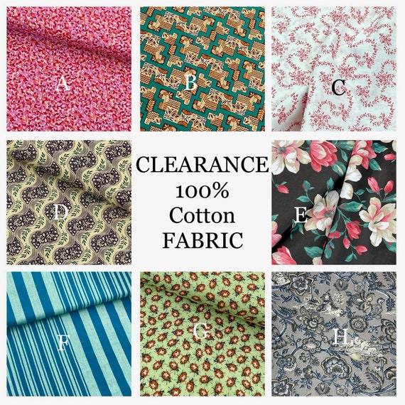 Clearance Cotton Quilt Craft Fabric, 100 Percent Cotton. Sold by the Yard &  Half Yard, Great Quality, on Sale, Discounted, Ready to Ship 