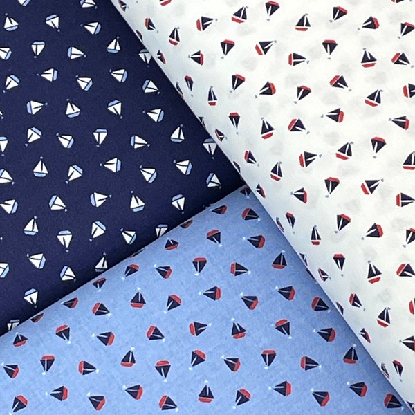 Set Sail America Fabric, navy blue red, sail boats, for Riley Blake Designs, sold by the yard, Cut Continuously, quilting sewing crafts