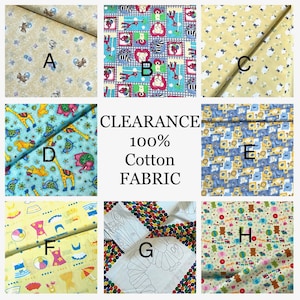 Children Clearance Cotton Quilt Fabric, 100 percent cotton, sold by the yd- great quality, Cute, baby boy girl, on Sale, Discounted Bargain