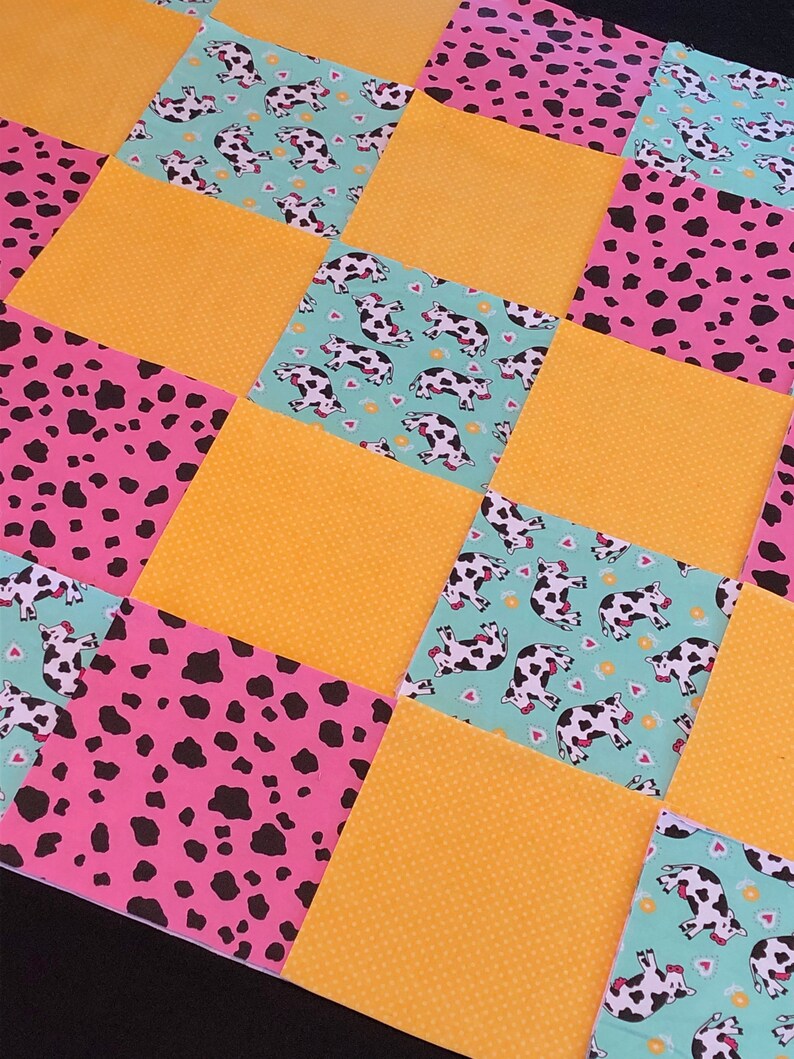 Cow Rag Quilt Kit Pre Cut 75 Squares 3 Flannel Layers | Etsy