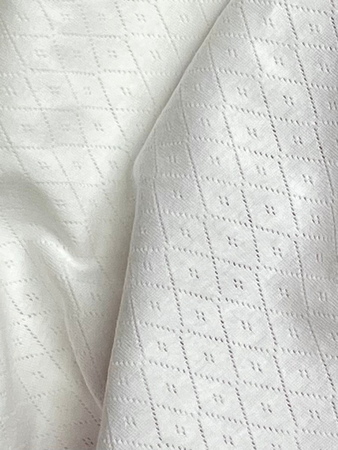 Pointelle Knit White Argyle Diamonds by Tonka Textiles Etsy