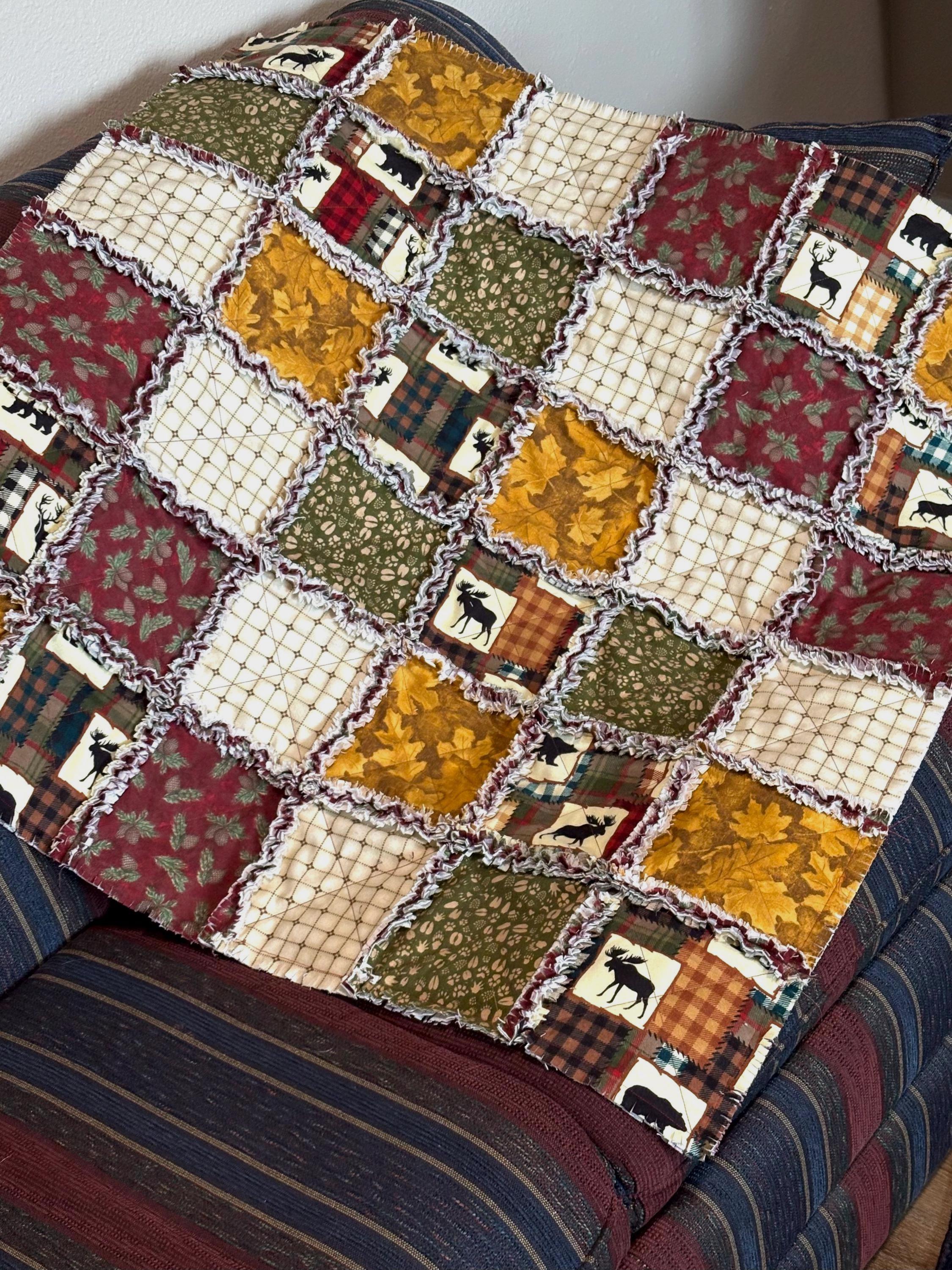 Lap Rag Quilt Plaid Deer Bear Woodland Lap Rag Quilt KIT, 7