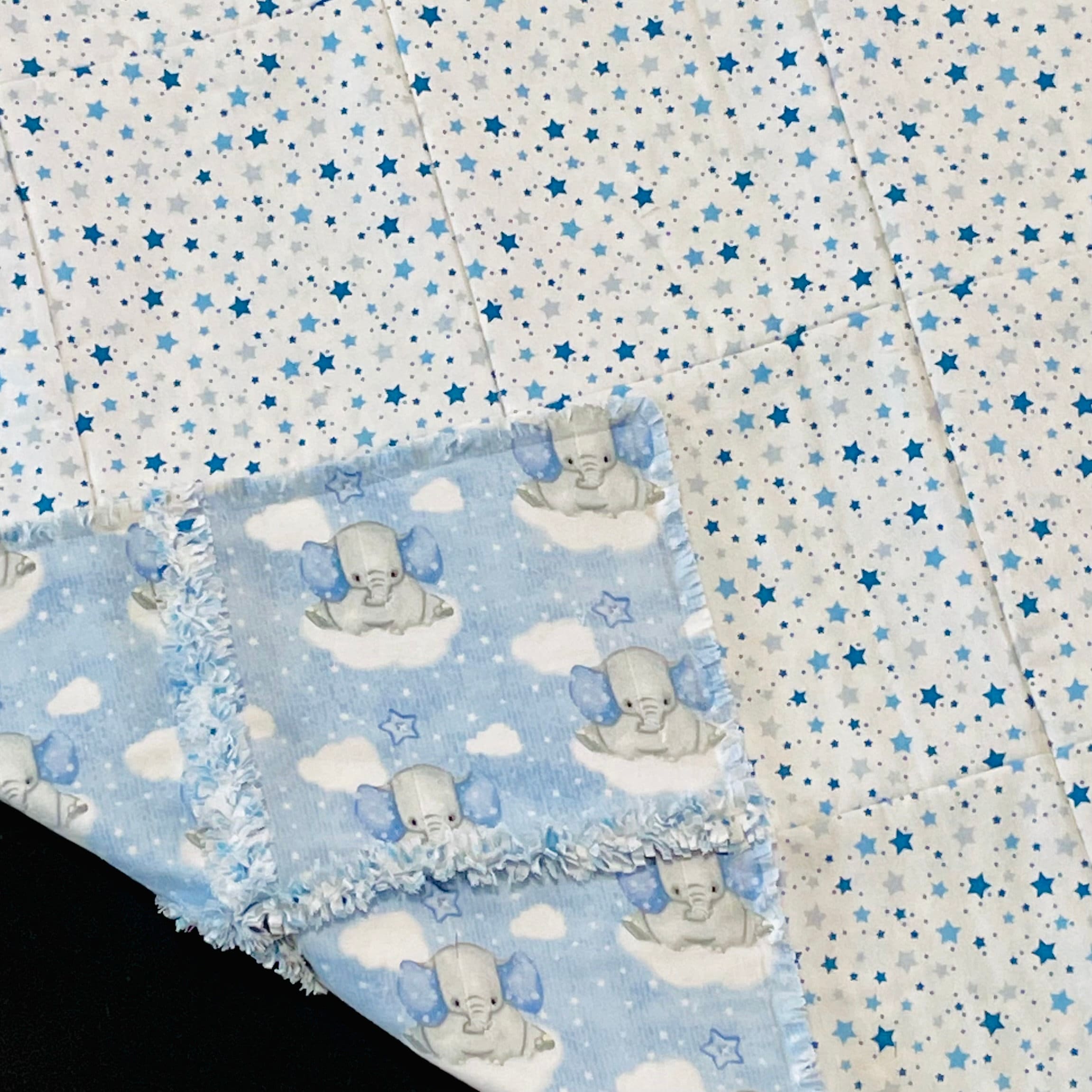 Blue Baby Elephant NO CUT Rag Quilt Flannel Fabric Bundle DIY Etsy