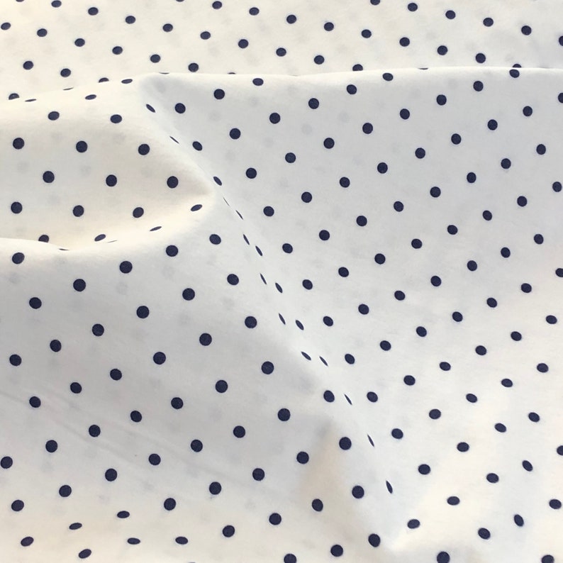 navy and white polka dot