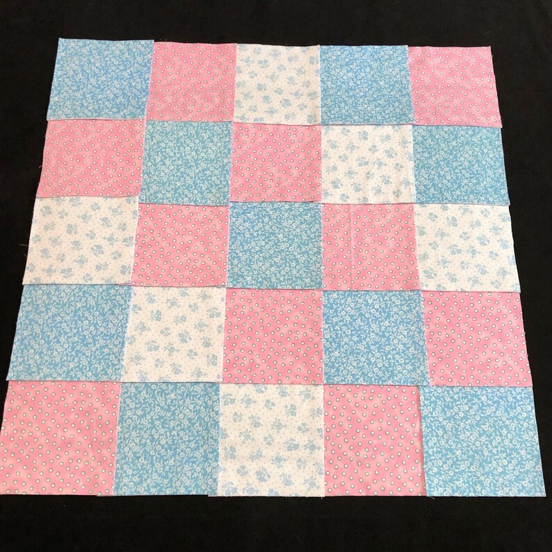 top middle /& back rag quilt kit approx 35x35 finished Pink white blue floral flannel 8 pre cut baby flannel quilt 75 girl quilt blocks