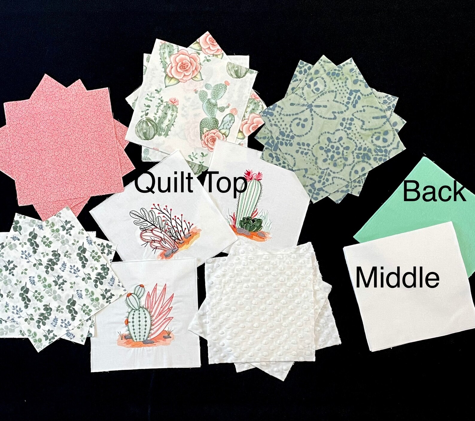 Cactus Flower rag quilt or pre cut quilt kit 3 layers Etsy