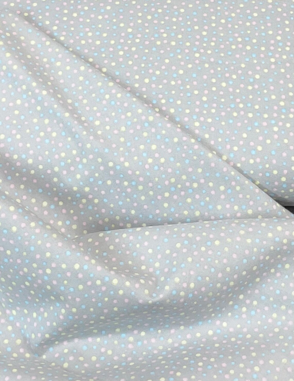 Polka dot gray flannel fabric pastel dots on light gray Etsy