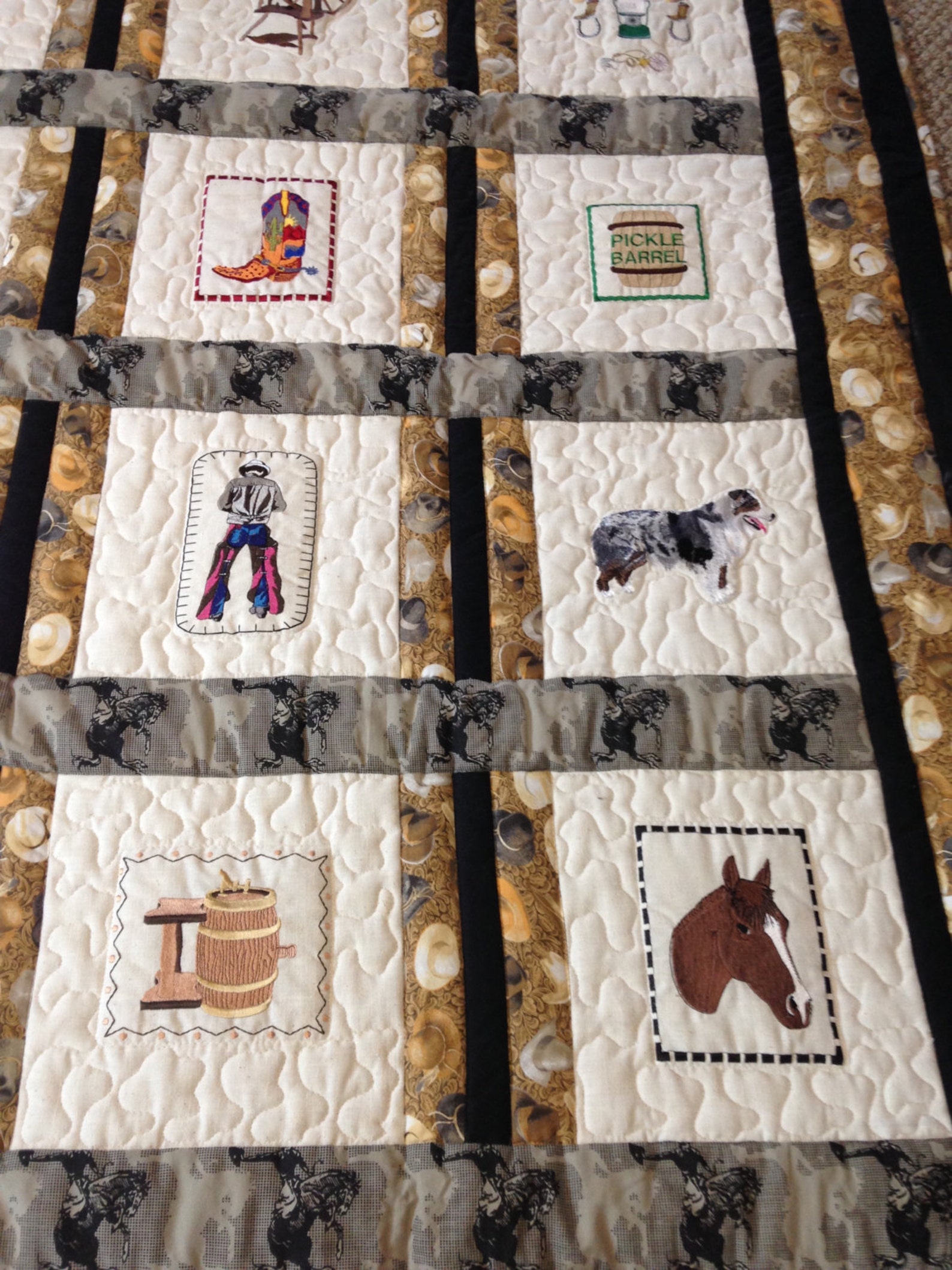 Rodeo Cowboy Western Quilt Embroidered Queen Quilt | Etsy