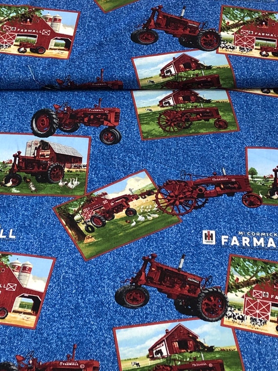 Tractor Farmall Fabric Red Mccormick Tractor Fabric Barn Etsy