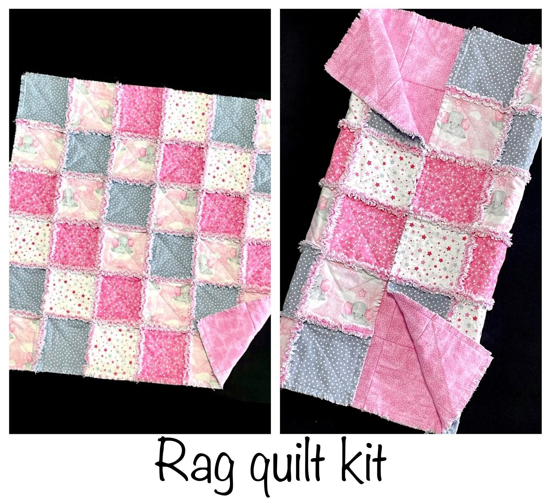 Frog Ladybug Rag Quilt Kit, 72 Square Blocks 7
