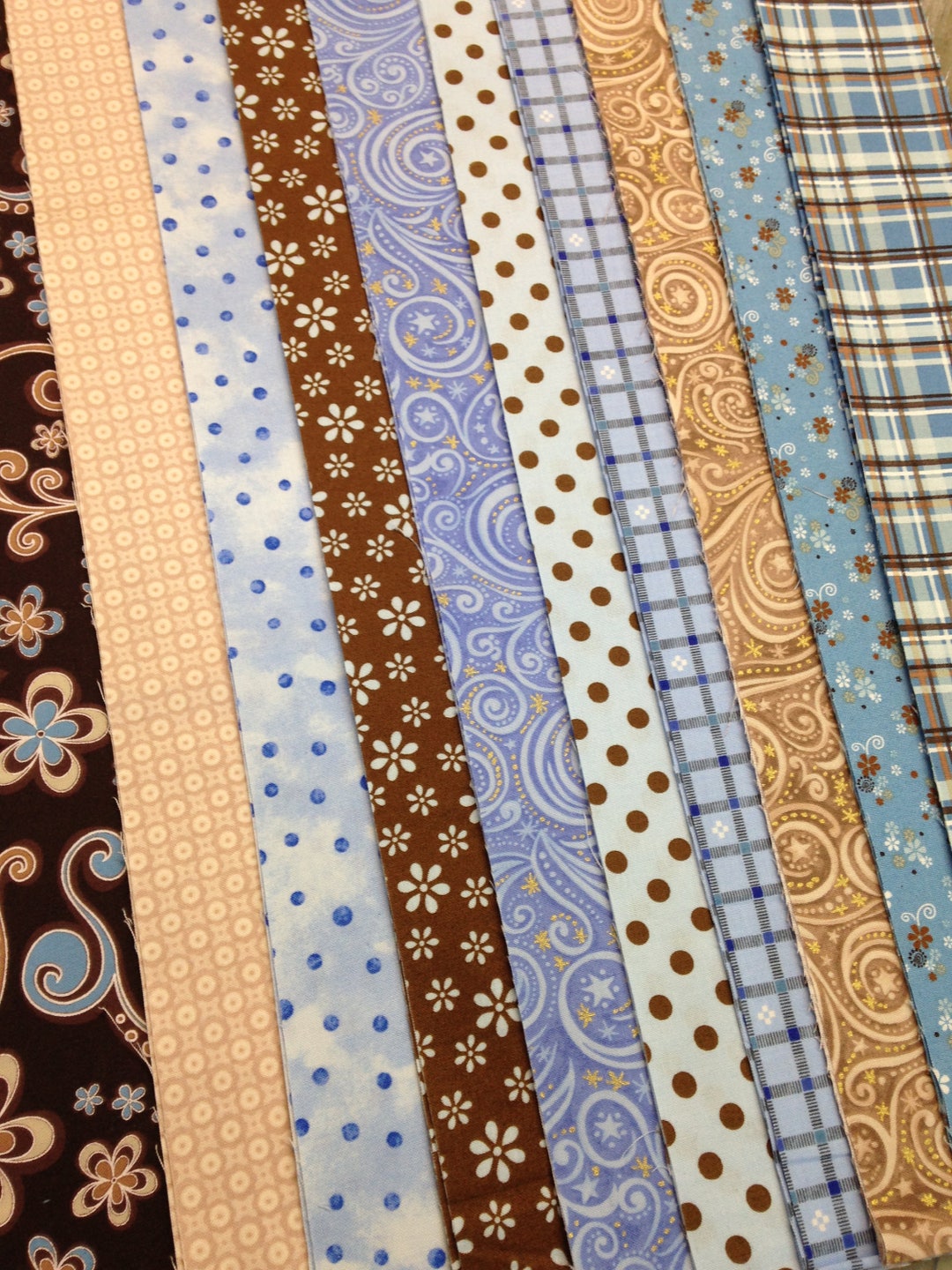Jelly Roll Blue Brown Beige Floral Plaid Stripes Polka Dot - Etsy