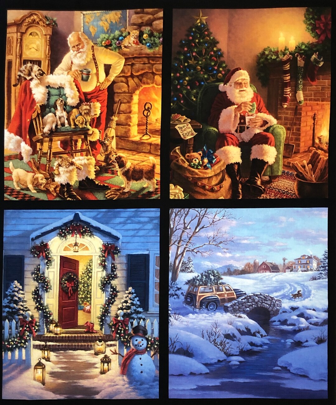 A Classic Christmas Fabric Panel by Riley Blake, Snowman, Lights