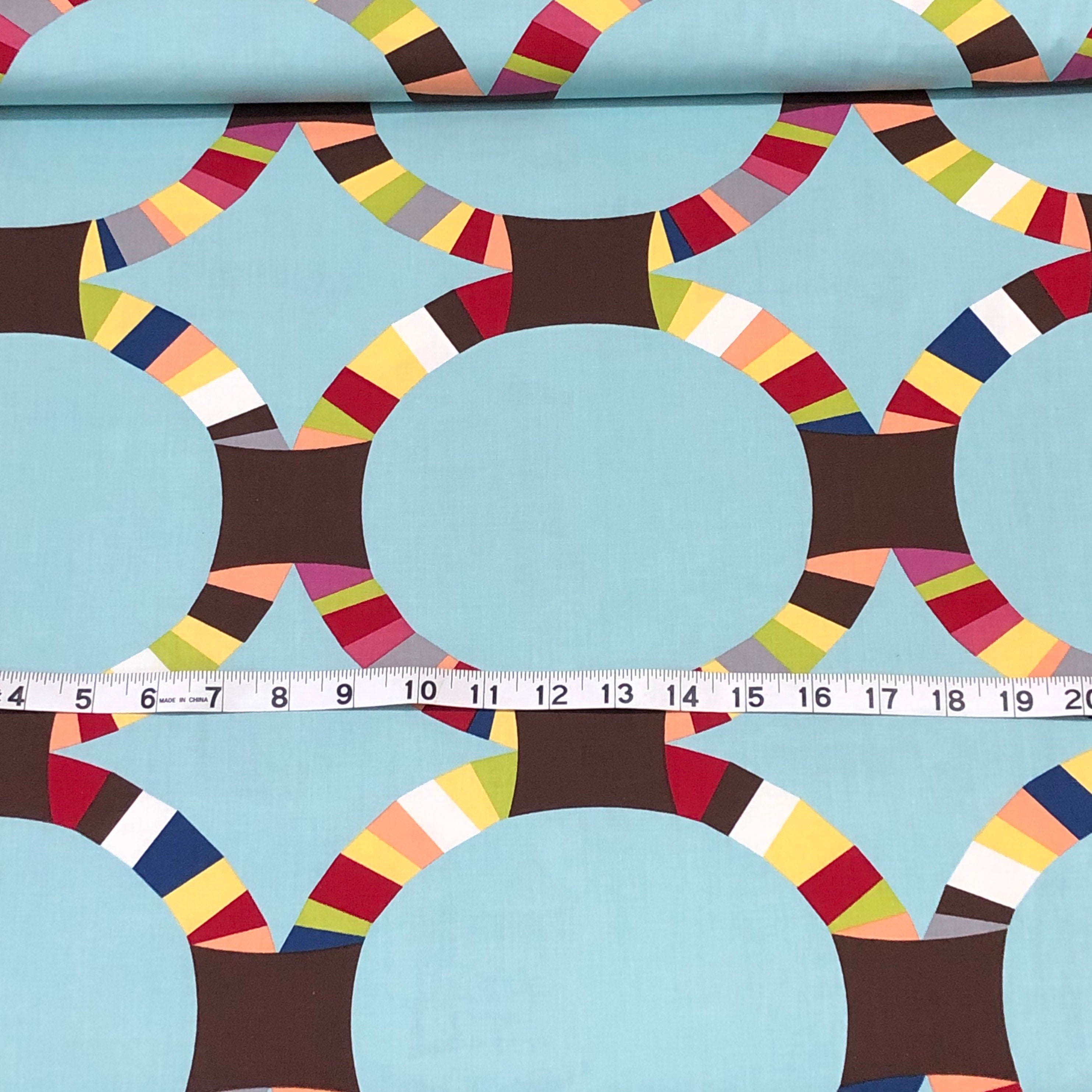 Wedding Ring Fabric, Blue, Brown Red Green, Quilting Fabric Cotton ...