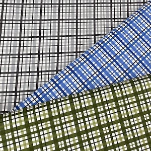 Plaid Checks, At the Lake, fisherman, trout fishing fabric line,  Buffalo Plaid, green blue gray, by Riley Blake