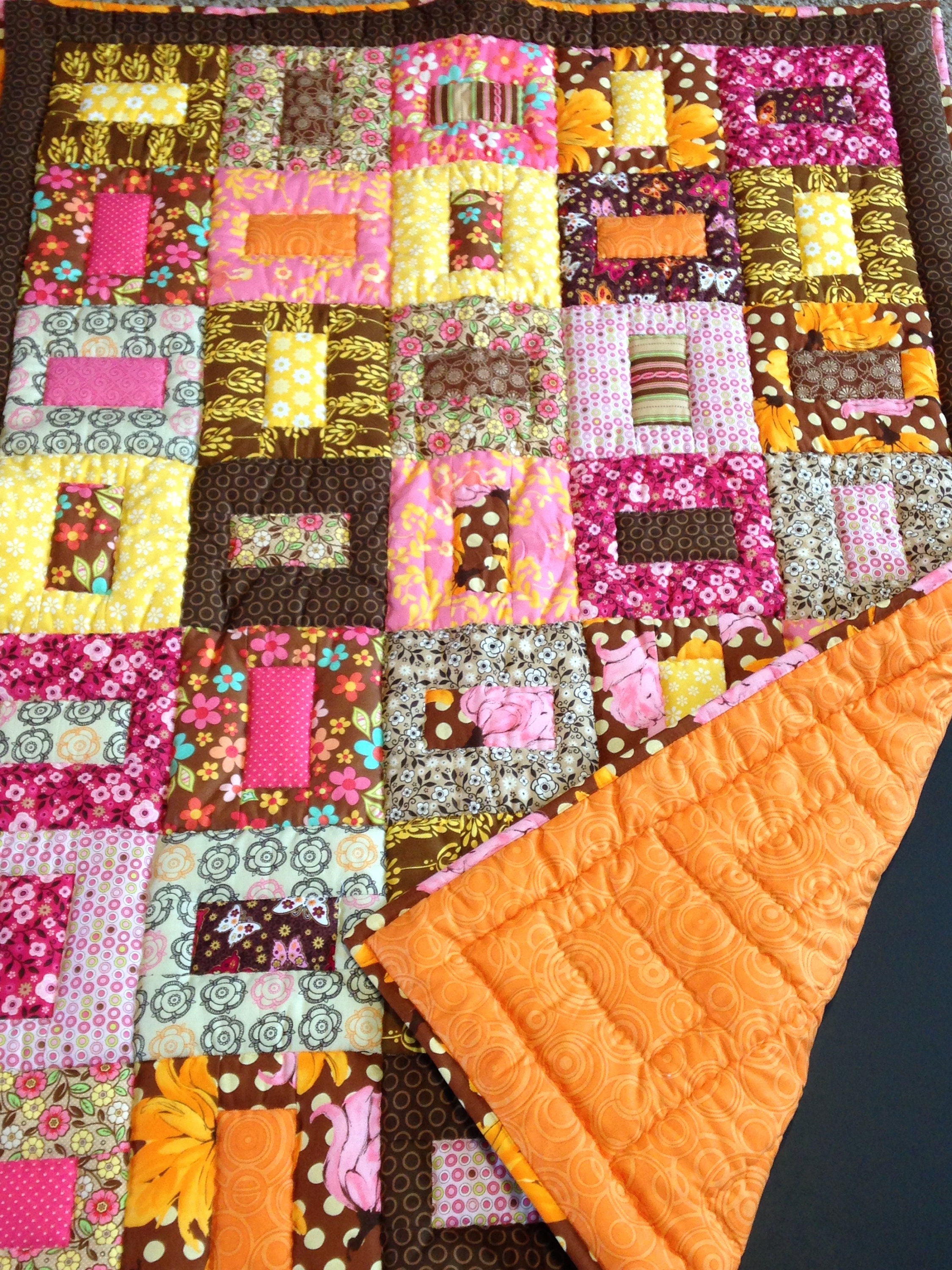Baby orange crib Quilttoddler blanket orange brown polka dot | Etsy
