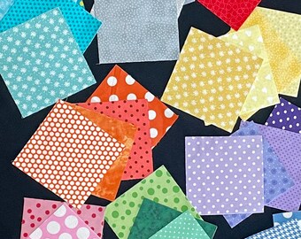 42 regenboog voorgesneden vierkanten van 5 inch, 100% katoenen FLANNEL-stof - alle kleuren, paars aqua oranje groen blauw geel roze, patchwork quilt
