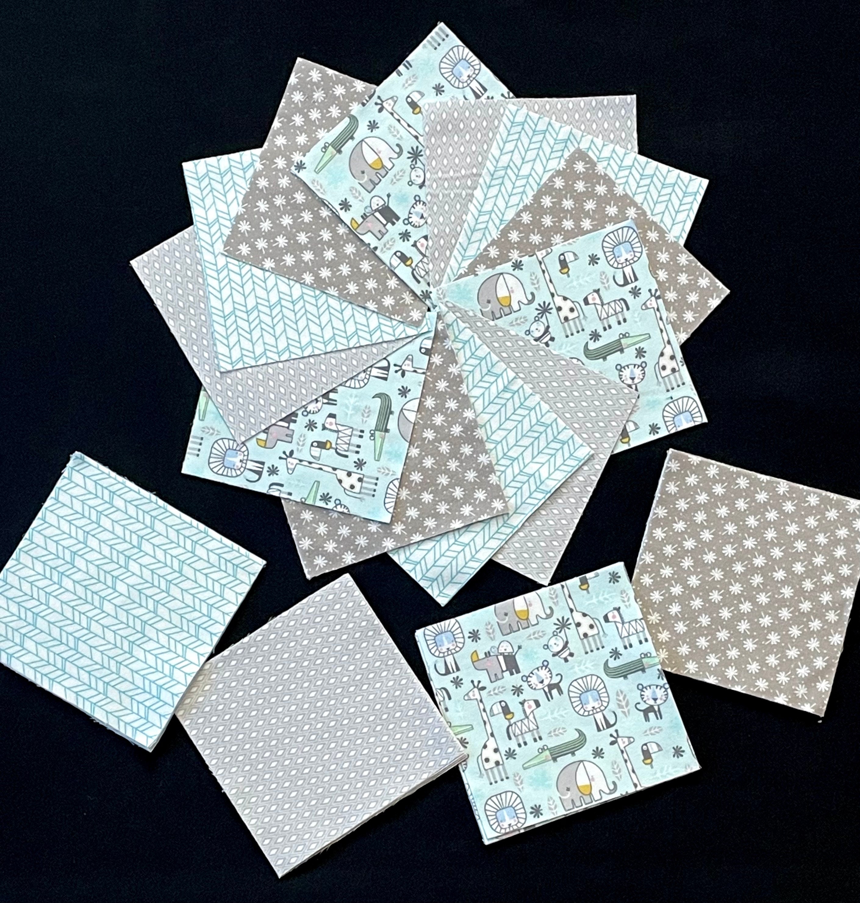 48 Snuggle in the Jungle Aqua Gray Flannel 7 Pre Cut Etsy