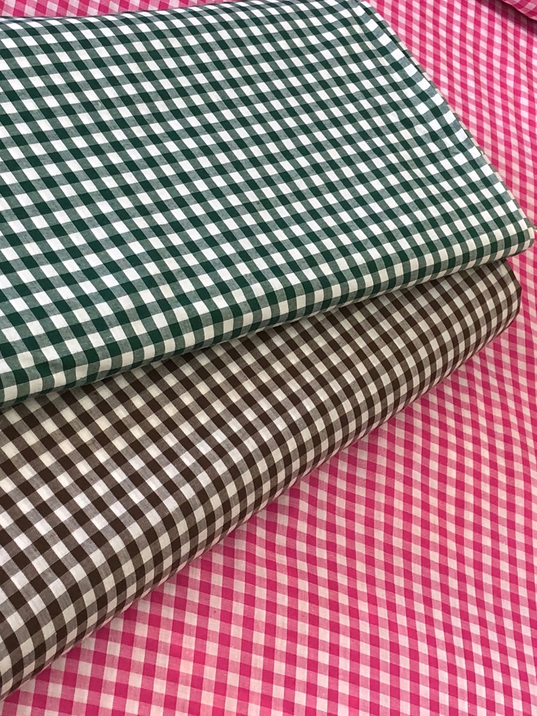 Plaid Check Gingham Cotton Fabric,hot Pink, Brown, Green, Quilting