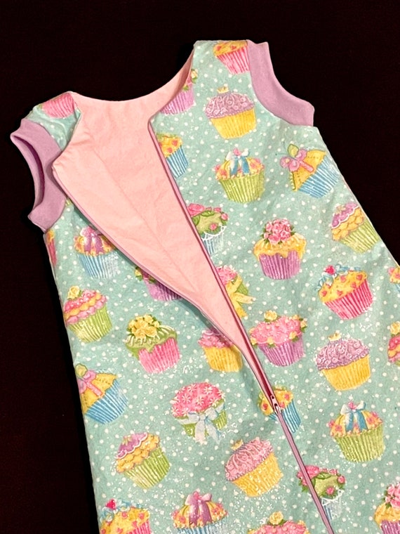 Baby Cupcake Glitter Sleep Sack 2 Layers Warm Flannel 3 9 Months Warm Safe Sleep Front Zipper Easy On off Girl Pink Blanket Aqua Pink Etsy Canada