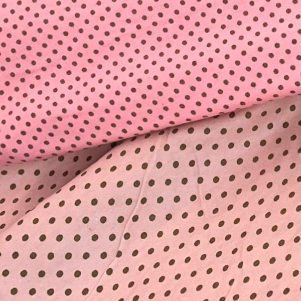 Polka dot soft flannel, coral pink, brown polka dots, cotton flannel, sold by the yard, girl fabric, quilting