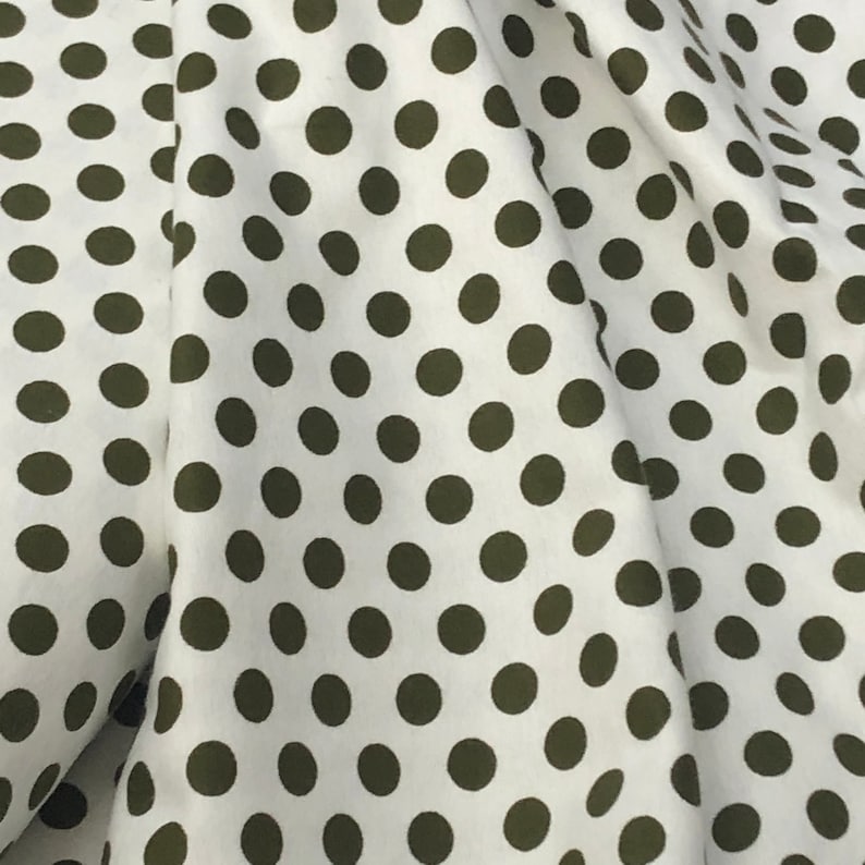 Polka dot green, white, cotton flannel quilting fabric, top quality, by the yard, by Diamond textiles, Holiday fabric, dot to dot image 3