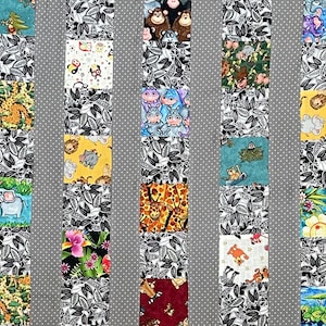 Jungle animal QUILT, zebra, elephant, lion, giraffe hippo, patchwork, 38 x 49, DIY Crib blanket top, Bedding, unisex colorful quilt