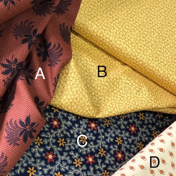 Floral leaf vines, gold blue rust fabric, Little house on prairie, cambridge, dargate vines quilting fabric by Andover fabric, sold by yard