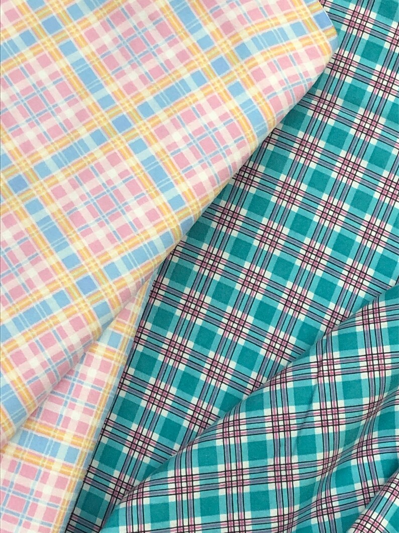 Plaid Flannel fabric, blue, teal, pink, yellow, purple 100% plaid cotton flannel, approx 44" wide, perfect for baby image 6