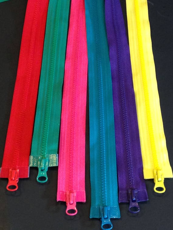 Zipper 2 way 28" 30" 36" vision outerwear zipper, Jacket coat zipper, YKK deep purple, green, red, yellow, channel blue, lipstick pink