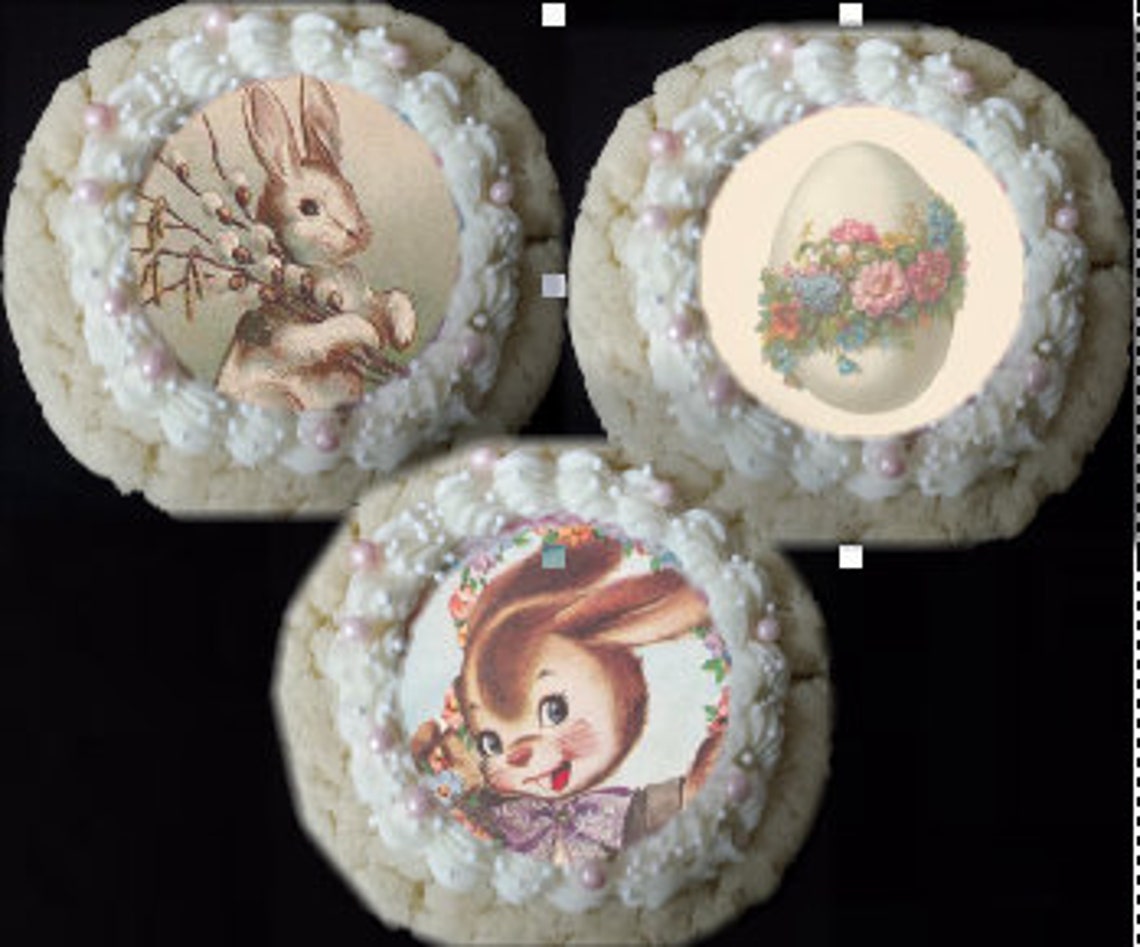 15 Edible Rice Paper Vintage Easter Cupcake or Cookie Toppers Etsy