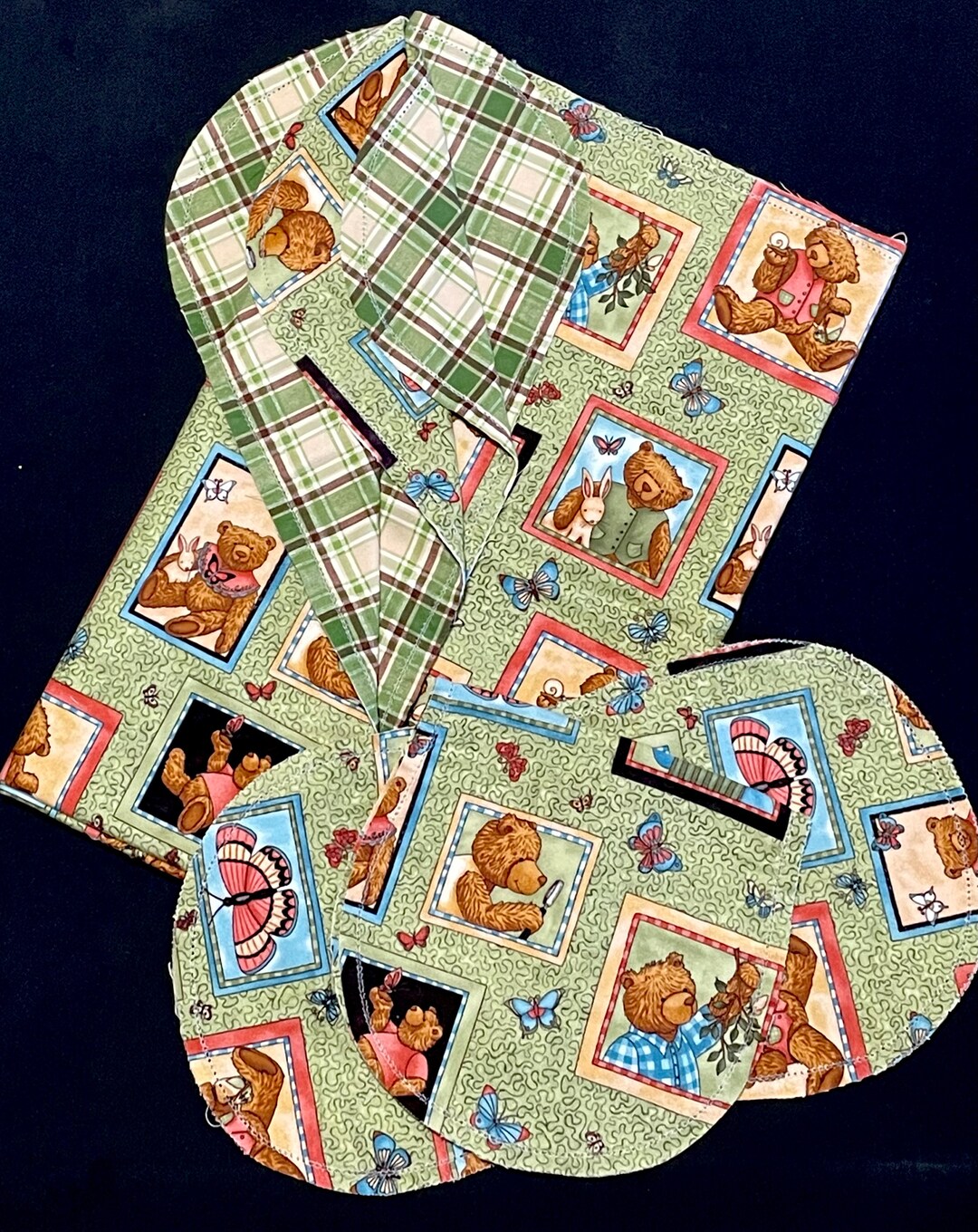 Boyd's Bears Hemstitch Teddy Bear Receiving Blanket & 2 Burp Cloths