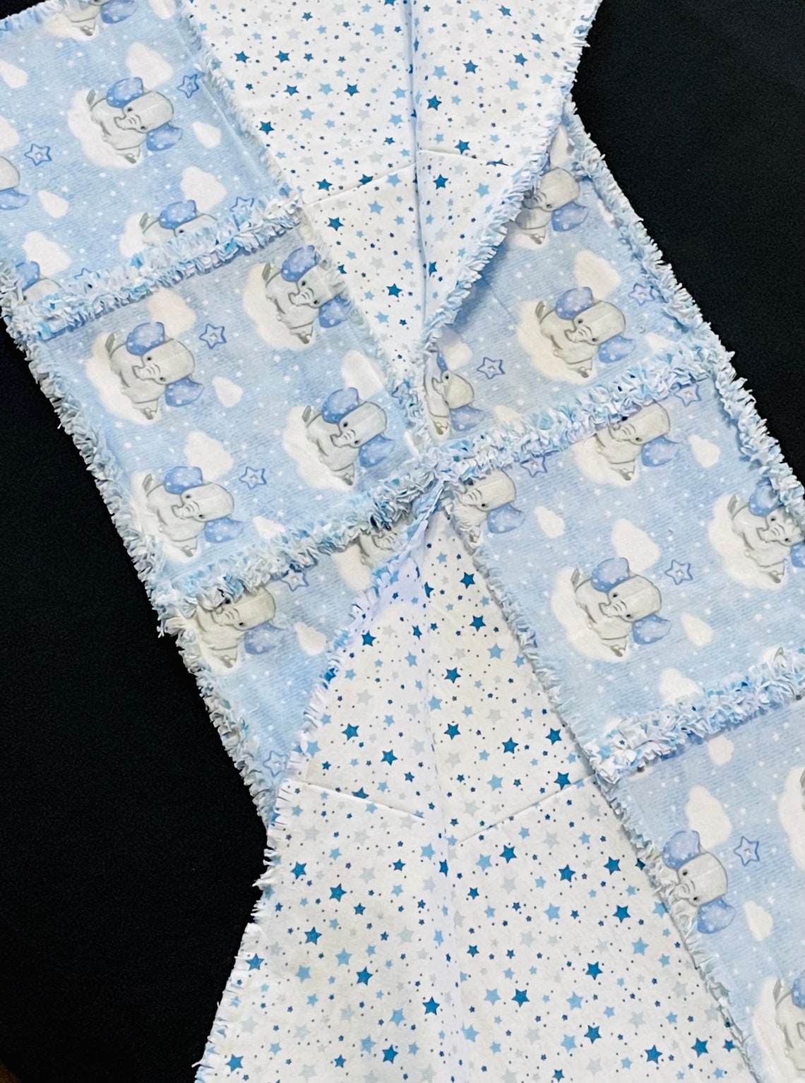 Blue Baby Elephant NO CUT Rag Quilt Flannel Fabric Bundle DIY Etsy