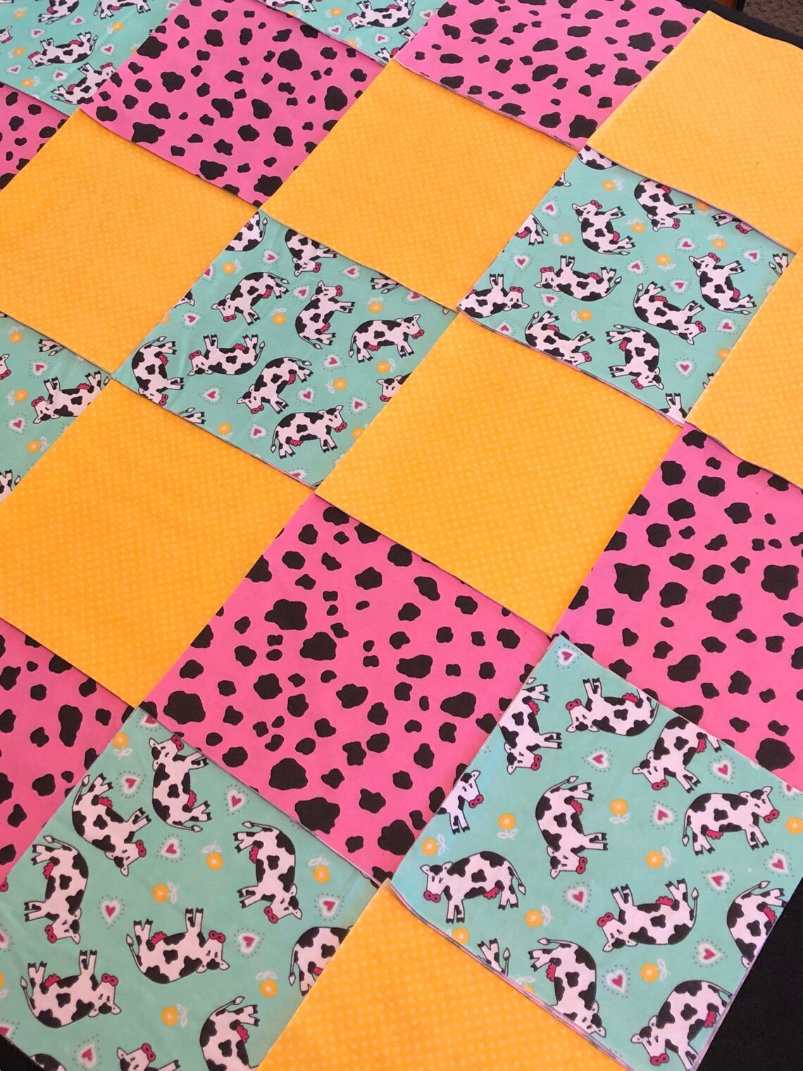 Cow Rag Quilt Kit Pre Cut 75 Squares 3 Flannel Layers - Etsy