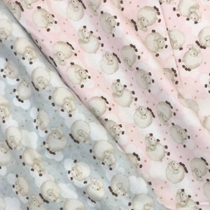 Sheep Flannel fabric, top quality flannel fabric, quilting, crafts, sewing, gray or pink with white sheep, baby decor, sold by yard