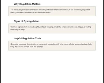 Nervensystem Regulation Handout | Traumatherapie-Psychoedukation zum Ausdrucken